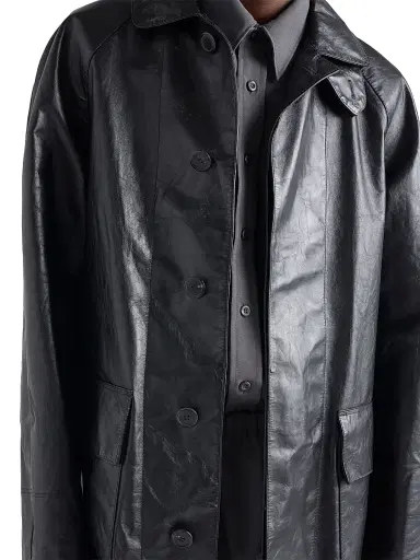 Prada Men's Leather Coat - Black | Thumbnail 6 Prada Men's Leather Coat - Black | Thumbnail 6