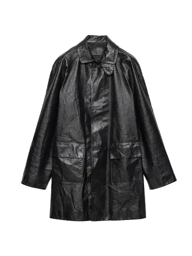 Prada Men's Leather Coat - Black | Thumbnail 1 Prada Men's Leather Coat - Black | Thumbnail 1