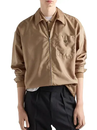 Prada Men's Re-Nylon Zipper Shirt - Beige Khaki - Size XXXL | Thumbnail 2 Prada Men's Re-Nylon Zipper Shirt - Beige Khaki - Size XXXL | Thumbnail 2