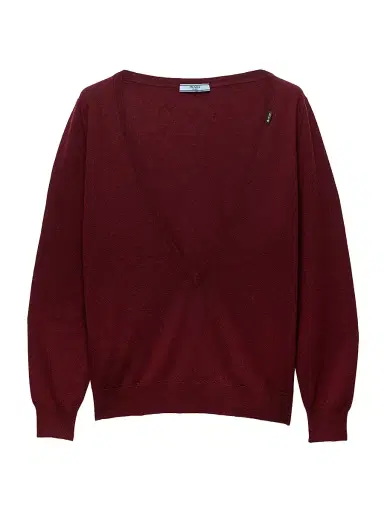 Prada Women's Cashmere V-Neck Sweater - Dark Red | Thumbnail 1 Prada Women's Cashmere V-Neck Sweater - Dark Red | Thumbnail 1