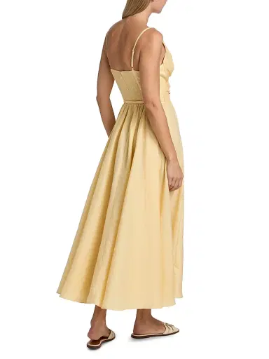Zimmermann Women's Awaken Cut Out Tie-Waist Linen Midi-Dress - Lemon | Thumbnail 5 Zimmermann Women's Awaken Cut Out Tie-Waist Linen Midi-Dress - Lemon | Thumbnail 5
