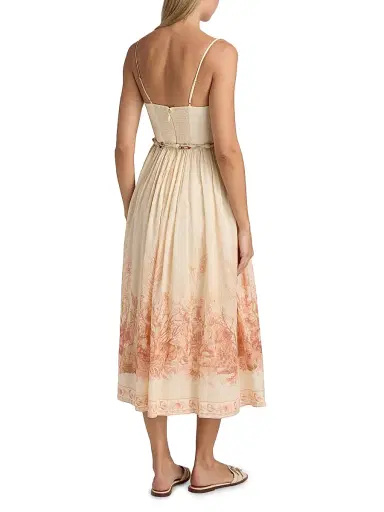 Zimmermann Women's Wanderlust Printed Corset Cotton Midi-Dress - Coral Toile | Thumbnail 5 Zimmermann Women's Wanderlust Printed Corset Cotton Midi-Dress - Coral Toile | Thumbnail 5