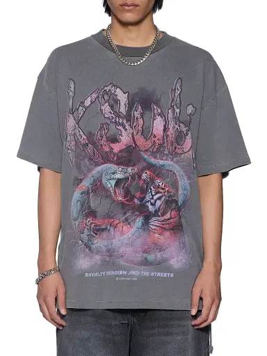 Ksubi Men's Future Memory Knotted Ekcess T-Shirt - Charcoal | Thumbnail 1 Ksubi Men's Future Memory Knotted Ekcess T-Shirt - Charcoal | Thumbnail 1