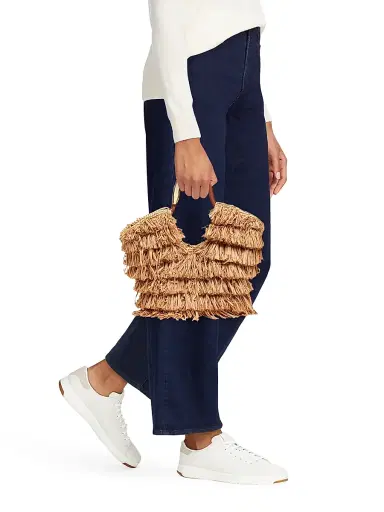Zimmermann Women's Goldentime Fringed Raffia Tote Bag - Tan Fringe Stripe | Thumbnail 2 Zimmermann Women's Goldentime Fringed Raffia Tote Bag - Tan Fringe Stripe | Thumbnail 2