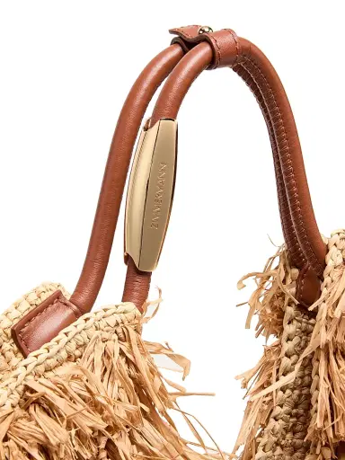 Zimmermann Women's Goldentime Fringed Raffia Tote Bag - Tan Fringe Stripe | Thumbnail 5 Zimmermann Women's Goldentime Fringed Raffia Tote Bag - Tan Fringe Stripe | Thumbnail 5