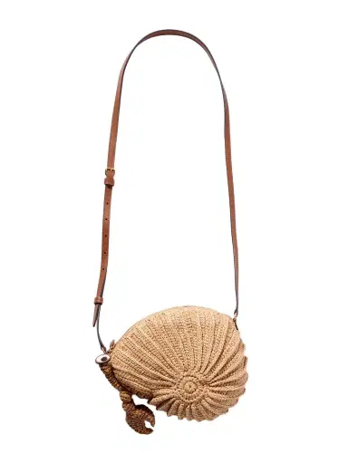 Anya Hindmarch Hermit Crab Leather-trimmed Raffia Shoulder Bag | Thumbnail 1 Anya Hindmarch Hermit Crab Leather-trimmed Raffia Shoulder Bag | Thumbnail 1