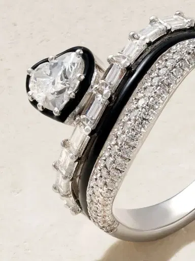 Kamyen Heart 18-karat White Gold, Diamond And Enamel Ring | Thumbnail 4 Kamyen Heart 18-karat White Gold, Diamond And Enamel Ring | Thumbnail 4