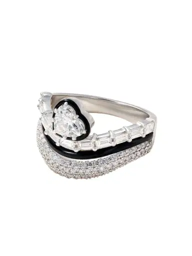 Kamyen Heart 18-karat White Gold, Diamond And Enamel Ring | Thumbnail 1 Kamyen Heart 18-karat White Gold, Diamond And Enamel Ring | Thumbnail 1