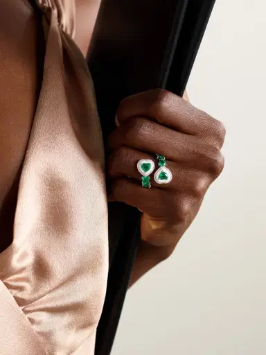 Kamyen Sea 18-karat White Gold, Emerald, Diamond And Enamel Ring | Thumbnail 2 Kamyen Sea 18-karat White Gold, Emerald, Diamond And Enamel Ring | Thumbnail 2