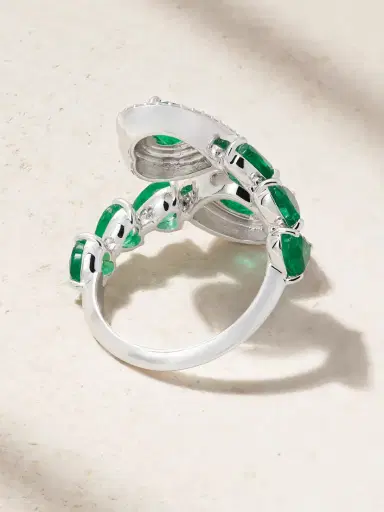 Kamyen Sea 18-karat White Gold, Emerald, Diamond And Enamel Ring | Thumbnail 3 Kamyen Sea 18-karat White Gold, Emerald, Diamond And Enamel Ring | Thumbnail 3