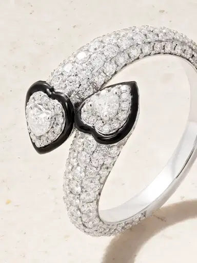 Kamyen Double Crush 18-karat White Gold, Diamond And Enamel Ring | Thumbnail 4 Kamyen Double Crush 18-karat White Gold, Diamond And Enamel Ring | Thumbnail 4