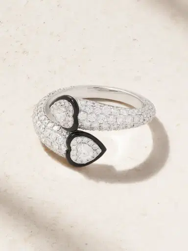 Kamyen Double Crush 18-karat White Gold, Diamond And Enamel Ring | Thumbnail 1 Kamyen Double Crush 18-karat White Gold, Diamond And Enamel Ring | Thumbnail 1