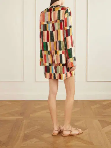 ALÉMAIS Marjorelle Embellished Tasseled Printed Dupioni Mini Dress | Thumbnail 3 ALÉMAIS Marjorelle Embellished Tasseled Printed Dupioni Mini Dress | Thumbnail 3