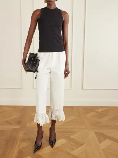 Saint Laurent Embroidered Ribbed Cotton Tank | Thumbnail 2 Saint Laurent Embroidered Ribbed Cotton Tank | Thumbnail 2