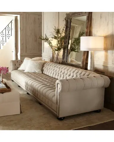 Old Hickory Tannery Hudson Tufted-Linen Sofa | Thumbnail 2 Old Hickory Tannery Hudson Tufted-Linen Sofa | Thumbnail 2