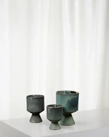 Jamie Young Berkeley Pots in Blue Ceramic, Set of 3 | Thumbnail 1 Jamie Young Berkeley Pots in Blue Ceramic, Set of 3 | Thumbnail 1