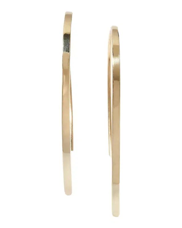 14K Gold Mini Flat Hooked on Hoop Earrings 14K Gold Mini Flat Hooked on Hoop Earrings