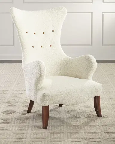 Old Hickory Tannery Ariana Faux Sheepskin Wing Chair | Thumbnail 1 Old Hickory Tannery Ariana Faux Sheepskin Wing Chair | Thumbnail 1