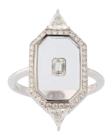 Nikos Koulis Universe Line 18k White Gold Mixed-Diamond Ring, Size 6.75 | Thumbnail 1 Nikos Koulis Universe Line 18k White Gold Mixed-Diamond Ring, Size 6.75 | Thumbnail 1