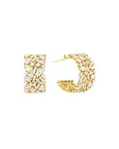 Suzanne Kalan 18k White Gold Diamond Huggie Hoop Earrings | Thumbnail 2 Suzanne Kalan 18k White Gold Diamond Huggie Hoop Earrings | Thumbnail 2
