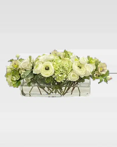 Winward Home Ranunculus Rose Faux Floral Arrangement in Rectangular Vase | Thumbnail 2 Winward Home Ranunculus Rose Faux Floral Arrangement in Rectangular Vase | Thumbnail 2