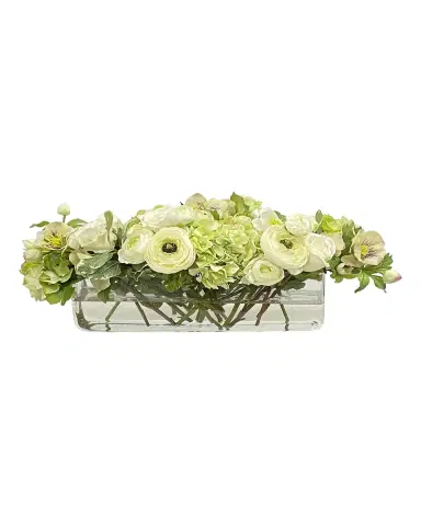 Winward Home Ranunculus Rose Faux Floral Arrangement in Rectangular Vase | Thumbnail 3 Winward Home Ranunculus Rose Faux Floral Arrangement in Rectangular Vase | Thumbnail 3