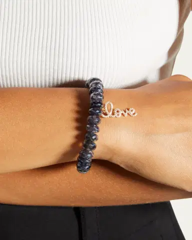 Sydney Evan Medium Love Script on 10mm Iolite Bracelet | Thumbnail 2 Sydney Evan Medium Love Script on 10mm Iolite Bracelet | Thumbnail 2