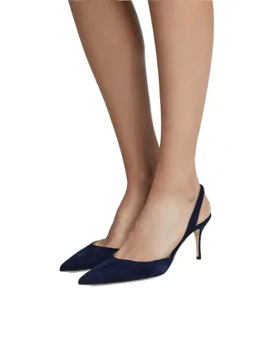 Manolo Blahnik Carolyne Suede Mid-Heel Slingback Pump | Thumbnail 1 Manolo Blahnik Carolyne Suede Mid-Heel Slingback Pump | Thumbnail 1