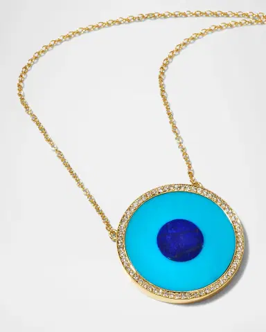 Jennifer Meyer Lapis and Turquoise Evil Eye Necklace with Diamonds | Thumbnail 2 Jennifer Meyer Lapis and Turquoise Evil Eye Necklace with Diamonds | Thumbnail 2