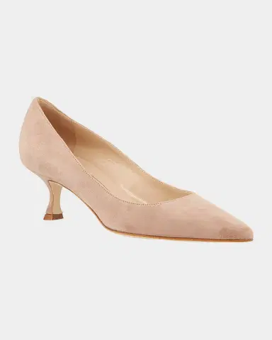 Manolo Blahnik 50mm Srila Suede Kitten Heel Pumps | Thumbnail 2 Manolo Blahnik 50mm Srila Suede Kitten Heel Pumps | Thumbnail 2