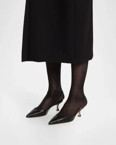 Manolo Blahnik Carolyne Leather Low-Heel Slingback Pump | Thumbnail 2 Manolo Blahnik Carolyne Leather Low-Heel Slingback Pump | Thumbnail 2