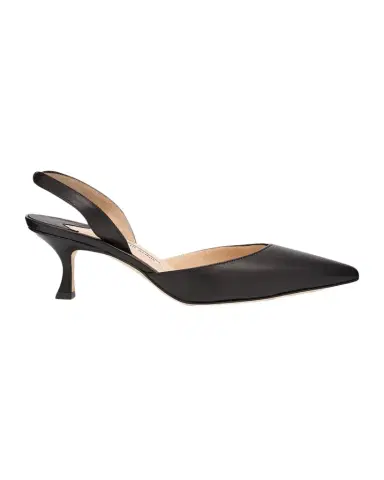 Manolo Blahnik Carolyne Leather Low-Heel Slingback Pump | Thumbnail 1 Manolo Blahnik Carolyne Leather Low-Heel Slingback Pump | Thumbnail 1