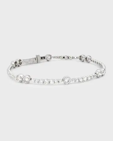 Neiman Marcus Diamonds 18K White Gold Diamond Tennis Bracelet, 4.80tcw, 7"L | Thumbnail 2 Neiman Marcus Diamonds 18K White Gold Diamond Tennis Bracelet, 4.80tcw, 7"L | Thumbnail 2