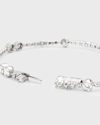 Neiman Marcus Diamonds 18K White Gold Diamond Tennis Bracelet, 4.80tcw, 7"L | Thumbnail 3 Neiman Marcus Diamonds 18K White Gold Diamond Tennis Bracelet, 4.80tcw, 7"L | Thumbnail 3
