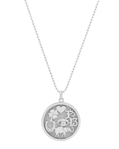 Jennifer Meyer 18k White Gold Good Luck Pendant Necklace with Diamonds | Thumbnail 1 Jennifer Meyer 18k White Gold Good Luck Pendant Necklace with Diamonds | Thumbnail 1