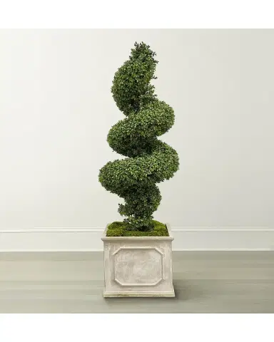 Winward Home Faux Boxwood Spiral Topiary Plant in Planter, 78"T | Thumbnail 2 Winward Home Faux Boxwood Spiral Topiary Plant in Planter, 78"T | Thumbnail 2