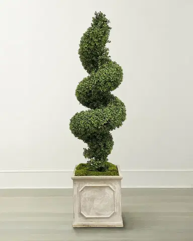 Winward Home Faux Boxwood Spiral Topiary Plant in Planter, 78"T | Thumbnail 1 Winward Home Faux Boxwood Spiral Topiary Plant in Planter, 78"T | Thumbnail 1