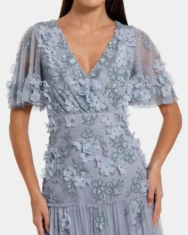 Mac Duggal Floral Embellished Tiered Midi-Dress | Thumbnail 2 Mac Duggal Floral Embellished Tiered Midi-Dress | Thumbnail 2