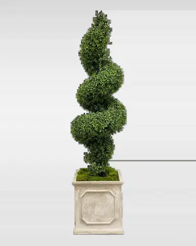 Winward Home Spiral Boxwood Faux Topiary in Square Planter - 65" | Thumbnail 2 Winward Home Spiral Boxwood Faux Topiary in Square Planter - 65" | Thumbnail 2