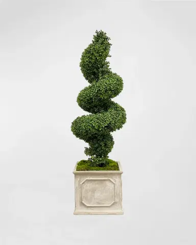 Winward Home Spiral Boxwood Faux Topiary in Square Planter - 65" | Thumbnail 3 Winward Home Spiral Boxwood Faux Topiary in Square Planter - 65" | Thumbnail 3
