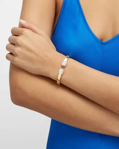 David Webb 18K Polished Gold Sugar Cube Bracelet w/ Diamonds | Thumbnail 1 David Webb 18K Polished Gold Sugar Cube Bracelet w/ Diamonds | Thumbnail 1