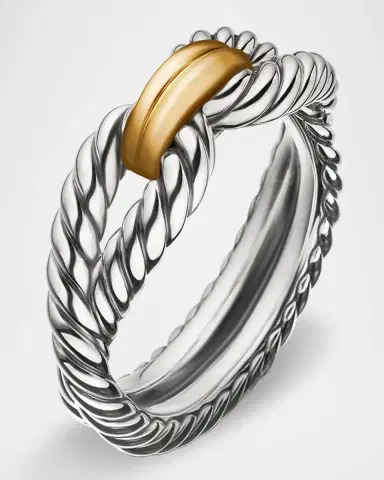 David Yurman Cable Loop Ring in Silver with 18K Gold, 8mm | Thumbnail 2 David Yurman Cable Loop Ring in Silver with 18K Gold, 8mm | Thumbnail 2