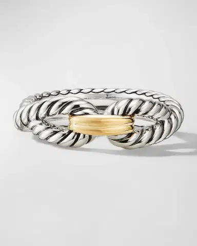 David Yurman Cable Loop Ring in Silver with 18K Gold, 8mm | Thumbnail 3 David Yurman Cable Loop Ring in Silver with 18K Gold, 8mm | Thumbnail 3