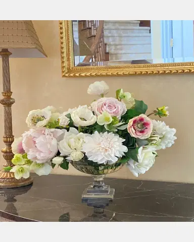 Winward Home Cafe Au Lait Combo Faux Flowers in Glass Bowl | Thumbnail 2 Winward Home Cafe Au Lait Combo Faux Flowers in Glass Bowl | Thumbnail 2