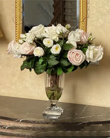 Winward Home Mix Faux Roses in Glass Vase | Thumbnail 2 Winward Home Mix Faux Roses in Glass Vase | Thumbnail 2