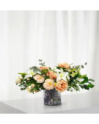 Winward Home Cafe Au Lait Combo Faux Flowers in Glass Vase | Thumbnail 2 Winward Home Cafe Au Lait Combo Faux Flowers in Glass Vase | Thumbnail 2