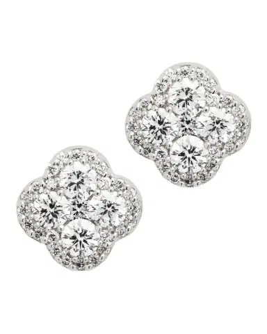 Neiman Marcus Diamonds 18K White Gold Diamond Flower Stud Earrings, 1.36tcw, 0.4"L / 0.4"W | Thumbnail 1 Neiman Marcus Diamonds 18K White Gold Diamond Flower Stud Earrings, 1.36tcw, 0.4"L / 0.4"W | Thumbnail 1