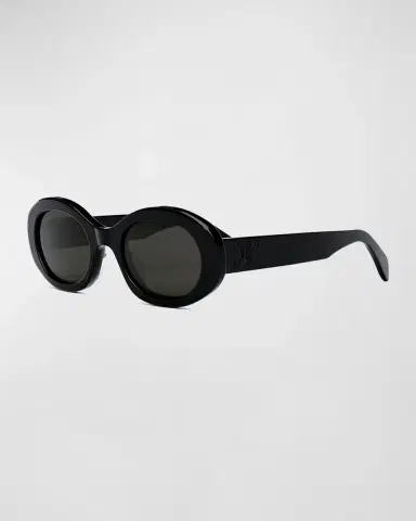 CELINE Triomphe Logo Oval Acetate Sunglasses | Thumbnail 3 CELINE Triomphe Logo Oval Acetate Sunglasses | Thumbnail 3