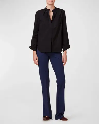 Callas Milano Olympia Ruched Long-Sleeve Cotton Blouse | Thumbnail 2 Callas Milano Olympia Ruched Long-Sleeve Cotton Blouse | Thumbnail 2