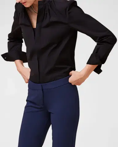 Callas Milano Olympia Ruched Long-Sleeve Cotton Blouse | Thumbnail 5 Callas Milano Olympia Ruched Long-Sleeve Cotton Blouse | Thumbnail 5